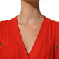 Red Wool Knit ButtonEmbellished Cardigan Sweater