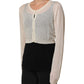 White Knit Cropped Wool Cardigan Sweater