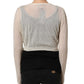 White Knit Cropped Wool Cardigan Sweater