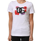 White Floral Logo Cotton Round Neck T-shirt
