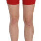 Red Mid Waist Cotton Stretch Slim Mini Shorts