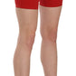 Red Mid Waist Cotton Stretch Slim Mini Shorts