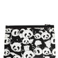 Black White Panda Print Nylon Clutch Men Pouch Borse Bag