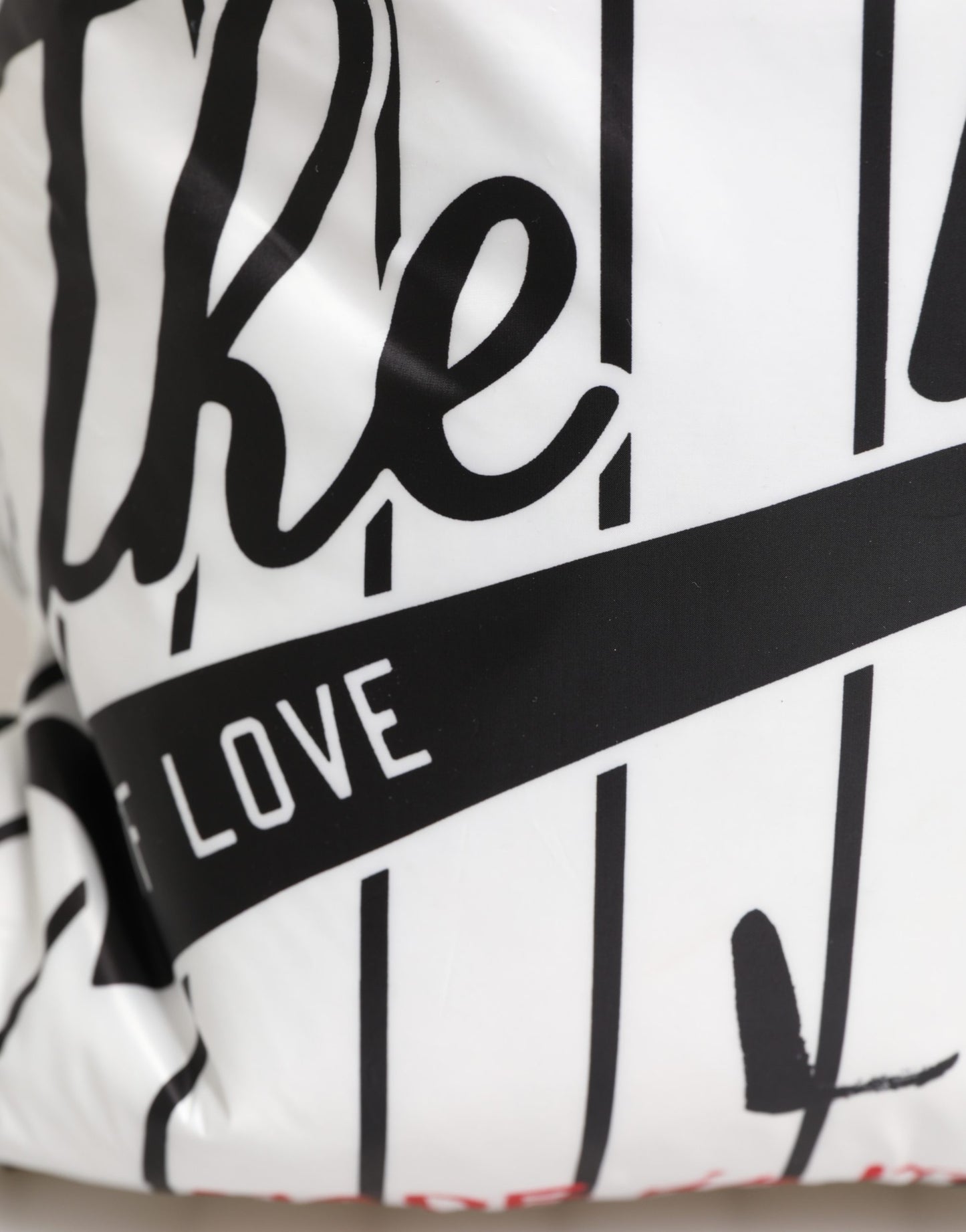 Black White Striped Polyester Drawstring Backpack Men Bag