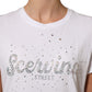 White Crew Neck Short Sleeves Embellished T-shirt