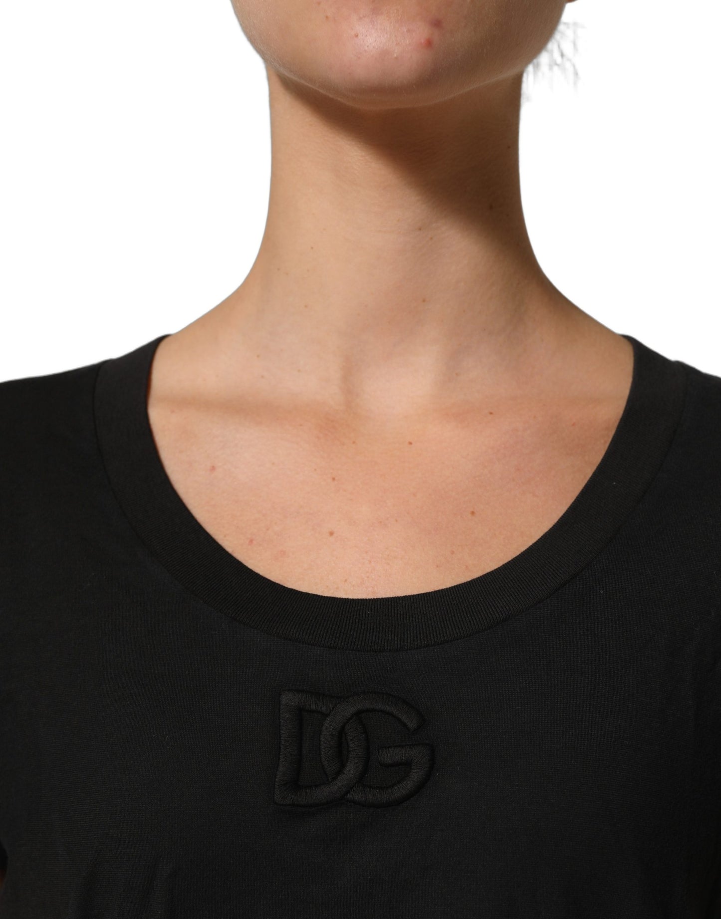 Black DG Logo Cotton Round Neck Tee T-shirt