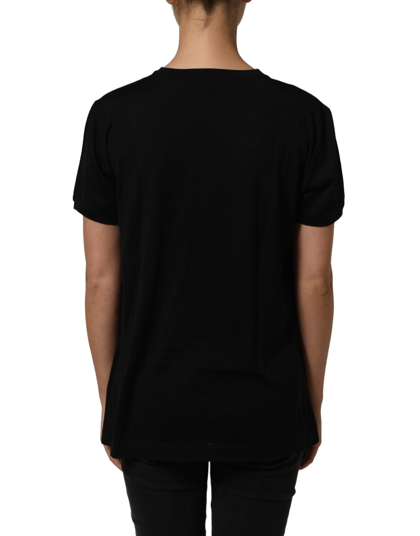Black Wool Crew Neck Short Sleeves T-shirt