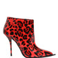 Red Leopard Cardinale Ankle Boots Shoes