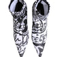 White Graffiti Stretch Ankle Boots Shoes