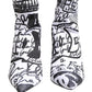 White Graffiti Stretch Ankle Boots Shoes