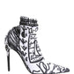 White Graffiti Stretch Ankle Boots Shoes