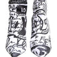 White Graffiti Stretch Ankle Boots Shoes