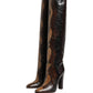 Brown Exotic Leather Knee High Boots Shoes