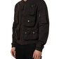 Brown Cotton Full Zip Men Bomber Jacket