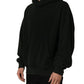 Black Cotton Hooded Men Sweatshirt Sweater
