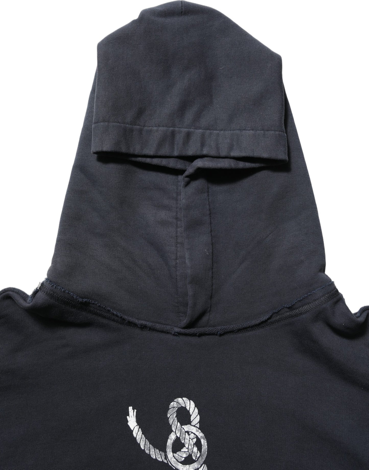 Black Anchor Print Hooded Sweatshirt Sweater