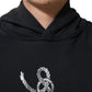 Black Anchor Print Hooded Sweatshirt Sweater