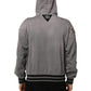 Gray Graphic Hooded Sweatshirt Men Sweater