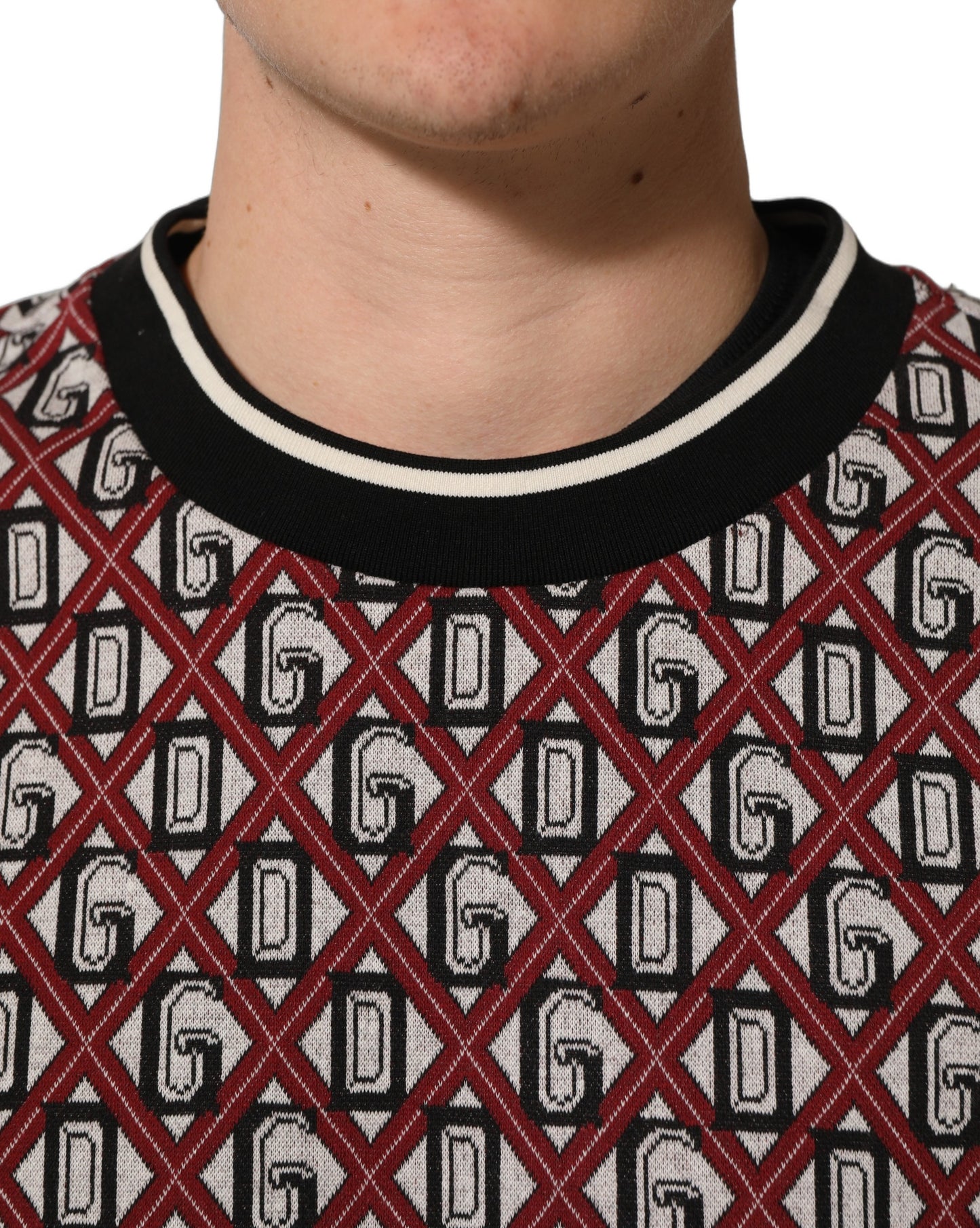 Red Logo Cotton Jacquard Sweatshirt Sweater