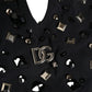Black Logo Embellished Cutout One Piece Swimwear