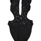 Black Logo Embellished Cutout One Piece Swimwear