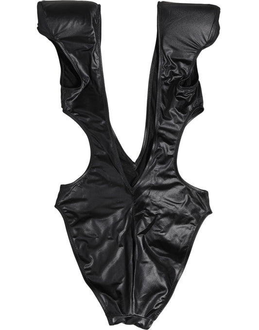 Black Deep V-Neck Cutout One Piece Swimwear