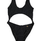 Black Cutout Logo One Piece Swimsuit Swimwear
