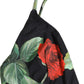Black Floral Print One Piece Swimsuit Swimwear