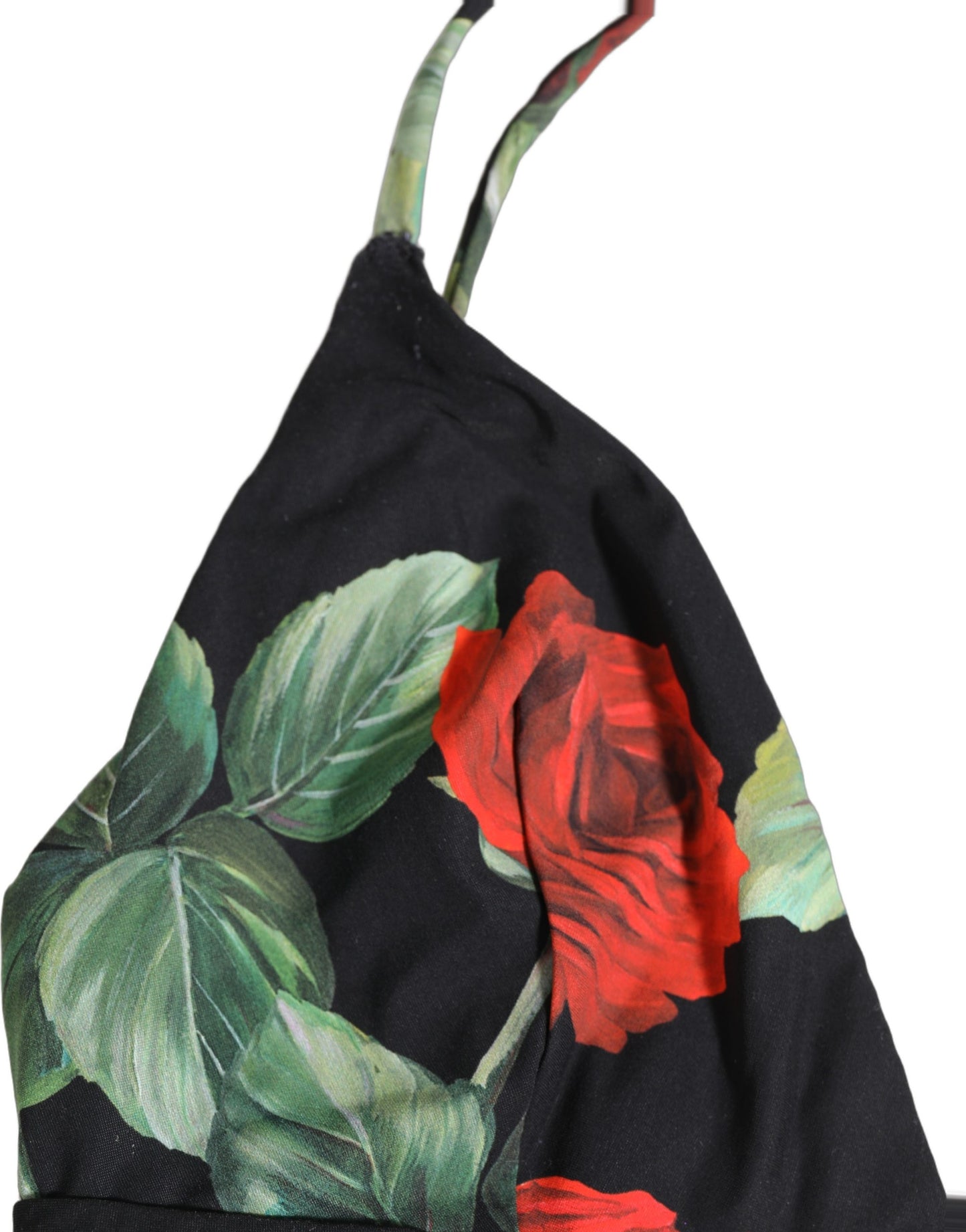 Black Floral Print One Piece Swimsuit Swimwear