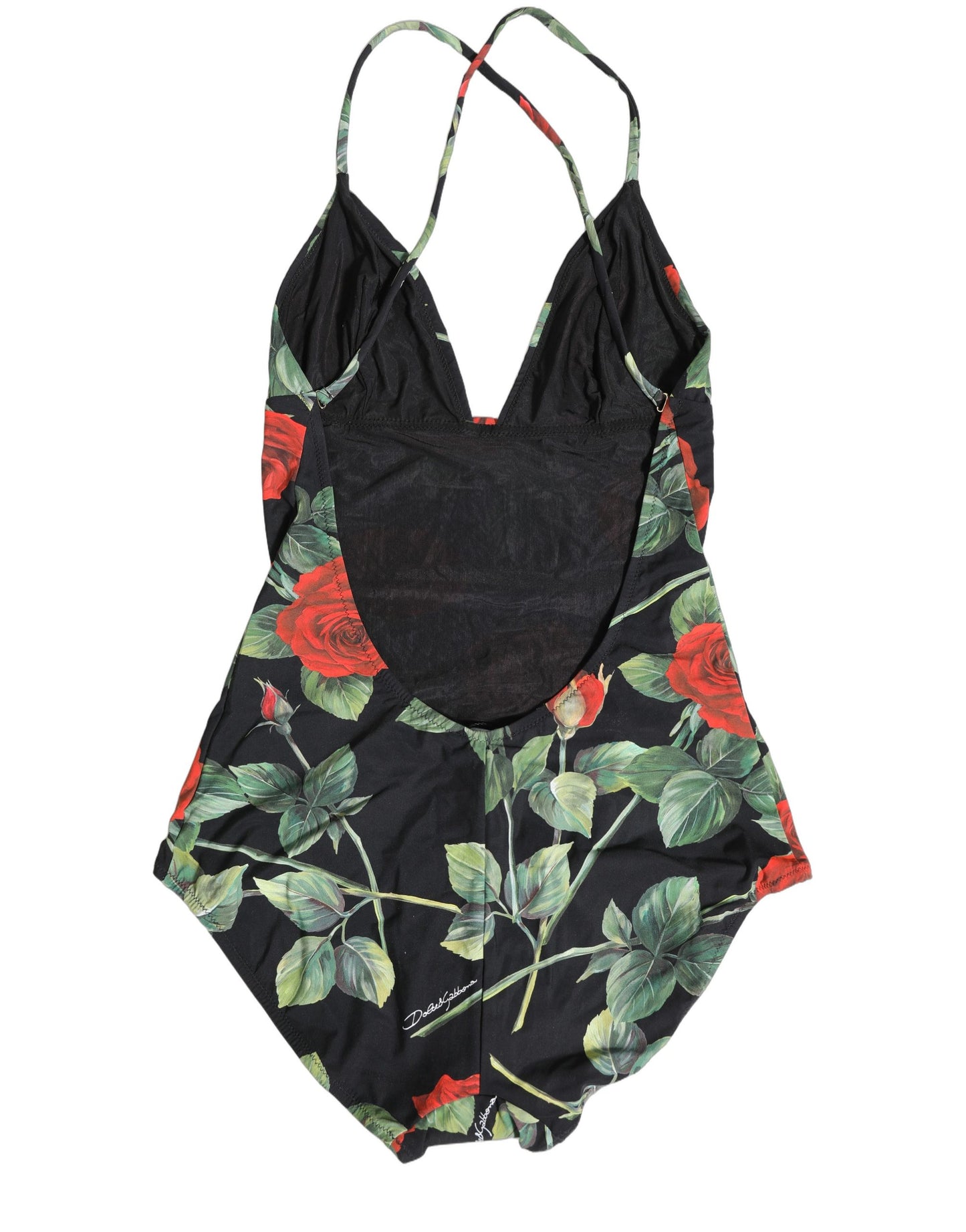 Black Floral Print One Piece Swimsuit Swimwear