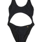 Black Cutout Logo One Piece Swimsuit Swimwear