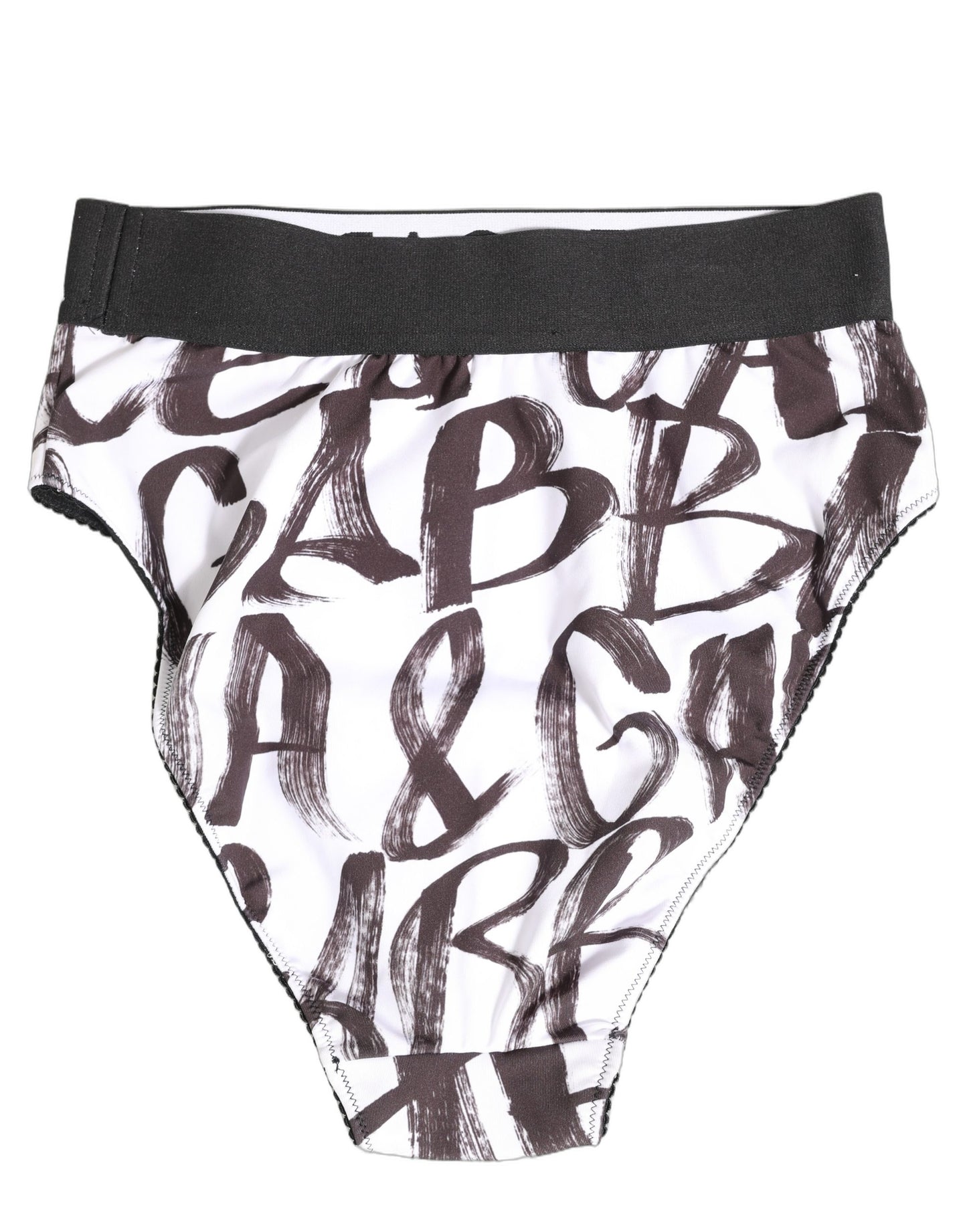 White Black Graphic Logo High Brief Underwear