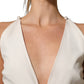 White Black Plunging Neck Sleeveless Bodysuit Dress