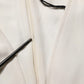 White Black Plunging Neck Sleeveless Bodysuit Dress