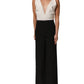 White Black Plunging Neck Sleeveless Bodysuit Dress