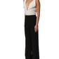 White Black Plunging Neck Sleeveless Bodysuit Dress