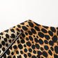 Brown Leopard Print Silk Sheath Midi Dress