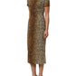 Brown Leopard Print Silk Sheath Midi Dress