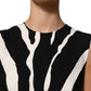 Black White Zebra Print Viscose Mini Dress