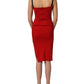Red Stretch Bodycon Sheath Knee Length Dress