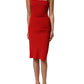 Red Stretch Bodycon Sheath Knee Length Dress