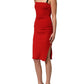 Red Stretch Bodycon Sheath Knee Length Dress