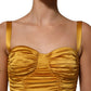Gold Silk Ruched Bodycon Sheath Midi Dress
