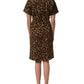 Brown LeopardPrint Flared A-line Mini Dress