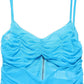 Blue Nylon Pleated Chiffon CutOut Gown Dress