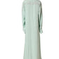 Mint Green Silk Lace Trim Abaya Maxi Dress