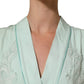 Mint Green Silk Lace Trim Abaya Maxi Dress