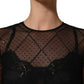 Black Mesh Lace Long Sleeved Maxi Gown Dress