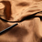 Brown Satin Acetate Wrap Sheath Mini Belted Dress