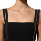 Black Sleeveless Front Zipper Midi Dress